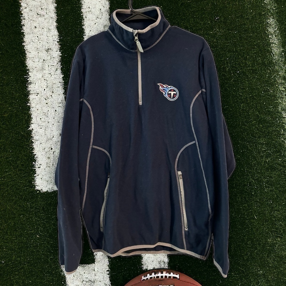 Antigua Men's TN TITANS 3/4 Zip Up Long Sleeve Mock Neck M Athletic Fleece EUC!
